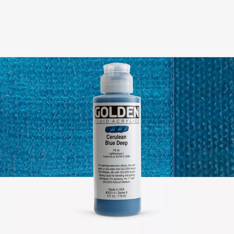 Akrylová barva Golden FLUID 118 ml - varianty - Cerulean Blue Deep 2051