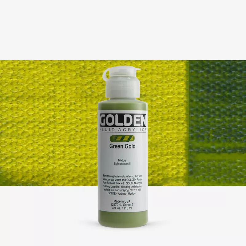 Akrylová barva Golden FLUID 118 ml - varianty - Green Gold 2170