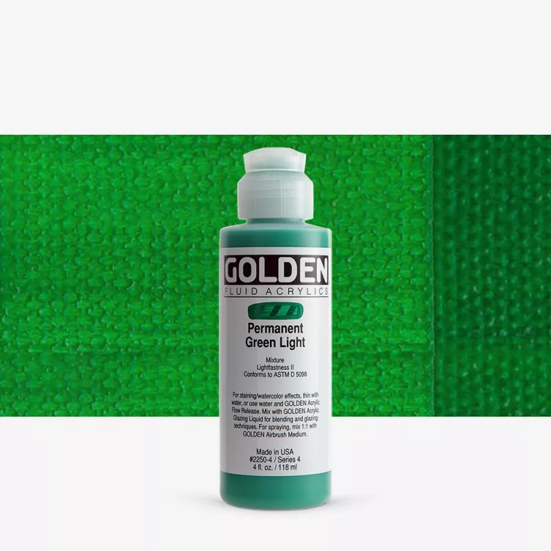 Akrylová barva Golden FLUID 118 ml - varianty - Permanent Green Light 2250