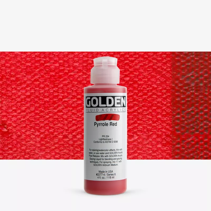 Akrylová barva Golden FLUID 118 ml - varianty - Pyrrole Red 2277