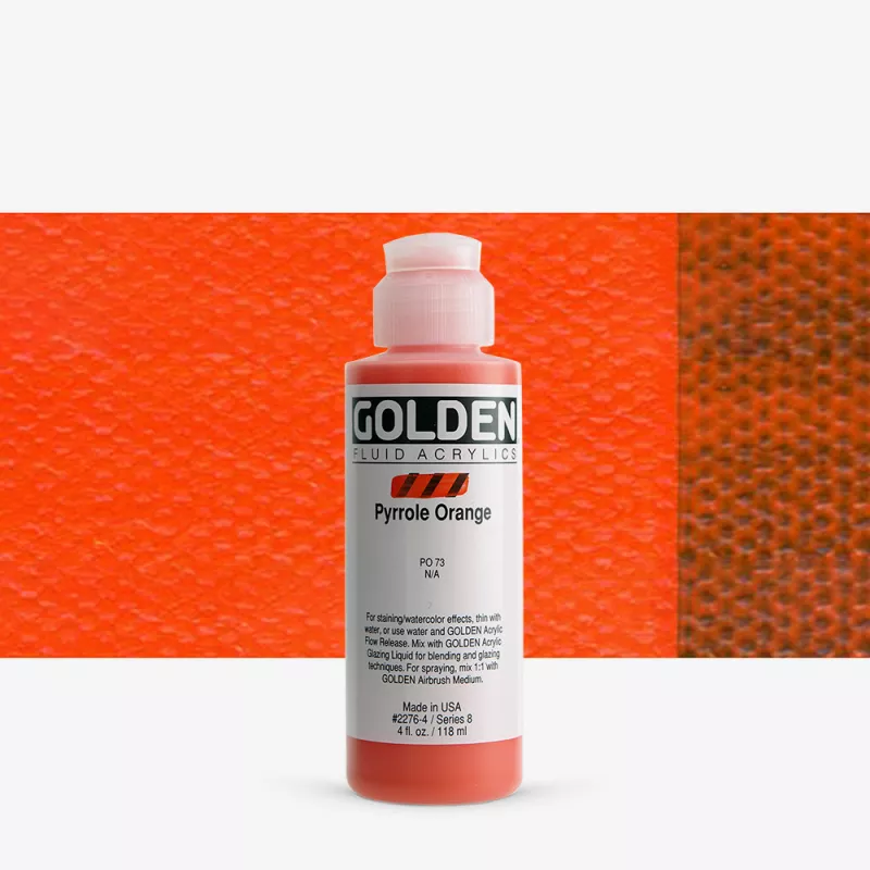 Akrylová barva Golden FLUID 118 ml - varianty - Pyrrole Orange 2276
