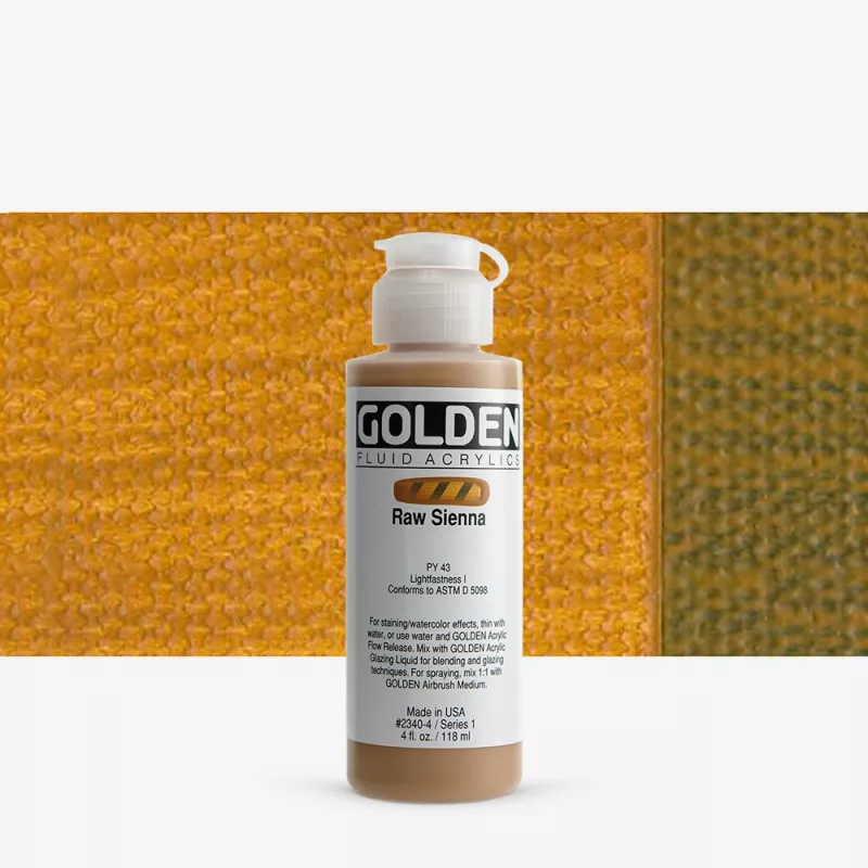Akrylová barva Golden FLUID 118 ml - varianty - Raw Sienna 2340