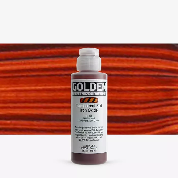 Akrylová barva Golden FLUID 118 ml - varianty - Transparent Red Iron Oxide 2385