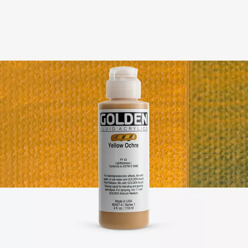 Akrylová barva Golden FLUID 118 ml - varianty - Yellow Ochre 2407