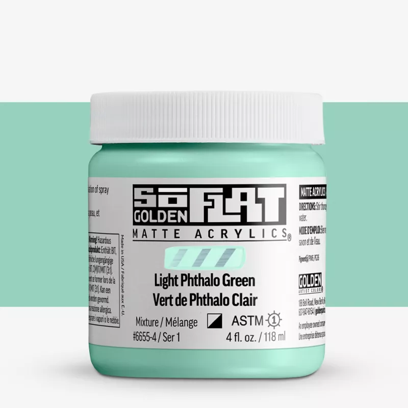Akrylová barva Golden SoFlat Matte 59 ml - varianty - 6655 Light Phthalo Green
