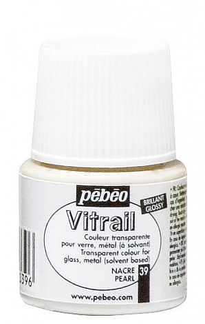 č.02 - VITRAIL - nevypalovací barva na sklo (Pébéo) 45ml - perleťově bílá