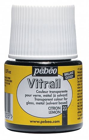 č.03 - VITRAIL - nevypalovací barva na sklo (Pébéo) 45ml - citronově žlutá