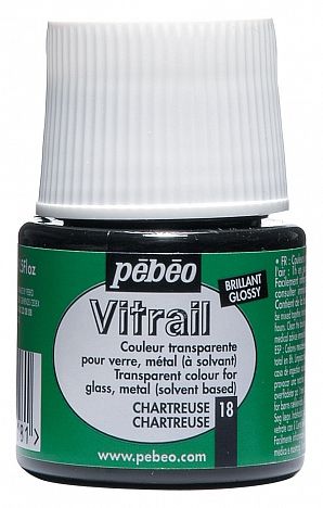 č.15 - VITRAIL - nevypalovací barva na sklo (Pébéo) 45ml - zelená Chartreuse