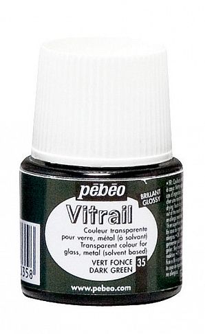 č.16 - VITRAIL - nevypalovací barva na sklo (Pébéo) 45ml - tmavá zelená