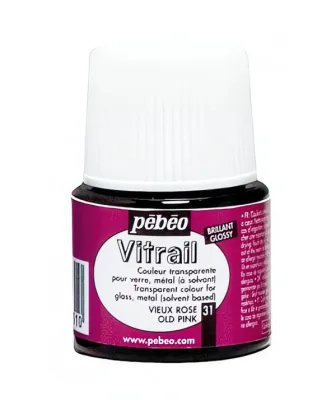 VITRAIL - nevypalovací barva na sklo (Pébéo)  45ml - starorůžová