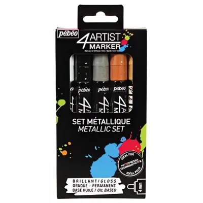 Sada olejových fixů  4Artist Marker 4mm (Pébéo) - 5 metalických barev