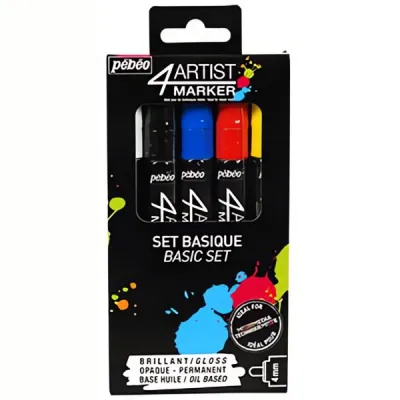 Sada olejových fixů  4Artist Marker 4mm (Pébéo) - 5 základních barev