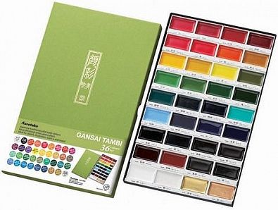 Sada profesionálních akvarelových barev (Gansai Tambi) - sada 36ks