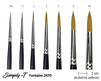 Štětec Simply-T Fontaine - kulatý | Štětec Simply-T Fontaine - kulatý, č. 000 (1,0 mm) , Štětec Simply-T Fontaine - kulatý, č. 0 (1,2 mm), Štětec Simply-T Fontaine - kulatý, č. 2 (1,8 mm), Štětec Simply-T Fontaine - kulatý, č. 4 (2,9 mm), Štětec Simply-T Fontaine - kulatý, č. 6 (3,7 mm), Štětec Simply-T Fontaine - kulatý, č. 8 (5,2 mm), Štětec Simply-T Fontaine - kulatý, č. 10 (6,2 mm)