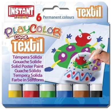 Tuhé temperové barvy na textil (Playcolor) - sada 6 barev