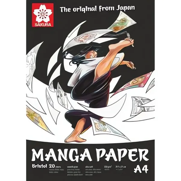 Manga skicák - lepený na krátké straně (250g/m2, 20 listů), A4 Sakura
