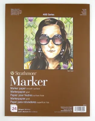 400 Marker skicák - lepený na krátké straně (190 g/m2) | 23 x 30,5 cm - 24 archů, 28 x 35,6 cm - 24 archů
