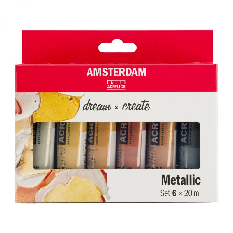 Sada akrylových barev Amsterdam - metalické odstíny 6x20ml