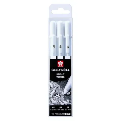 SAK Basic White Gel Pen - sada 3 ks (05, 08, 10)