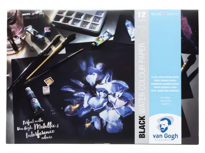 Skicák černého akvar. papíru Van Gogh 360g - varianty   | Akvarel Van Gogh 360G 12l - A4, Akvarel Van Gogh 360G 12l - A3