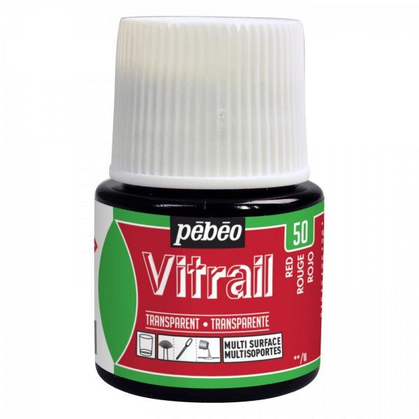 VITRAIL - nevypalovací barva na sklo (Pébéo) 45ml - červená