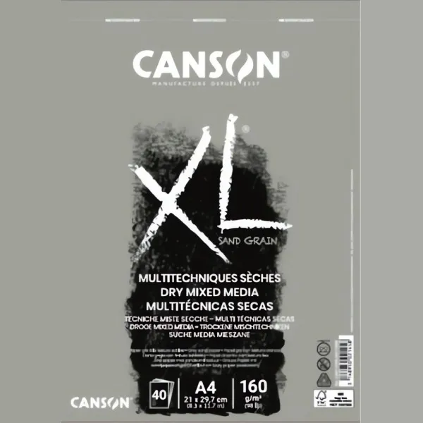 XL Dry Mix-Media skicák krouž.vazba 160g - A4 40 listů šedý odstín