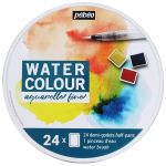 č.08 - Sada akvarelových barev (Pébéo) - kovové pouzdro 24ks + štětec