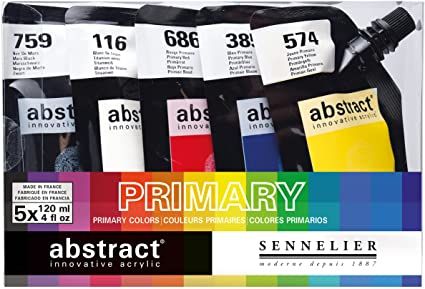 Sada akrylových základních barev ABSTRACT (Sennelier) - 5x120ml