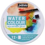 Sada akvarelových barev (Pébéo) - kovové pouzdro 12ks + štětec