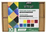 Sada nevypalovacích barev na sklo VITRAIL - 10x45ml