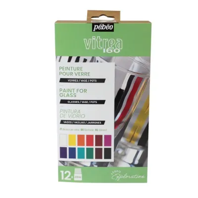 Sada vypalovacích barev na sklo VITREA (Pebeo)  - 12x20 ml 