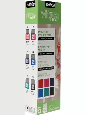 Sada vypalovacích barev na sklo VITREA (Pebeo) - 6 x20 ml Varianta II. Sada vypalovacích barev na sklo VITREA (Pebeo) - 6 x20 ml Varianta II.