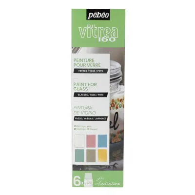 Sada vypalovacích barev na sklo VITREA (Pebeo)  - 6 x20 ml Varianta III. pastelové odstíny