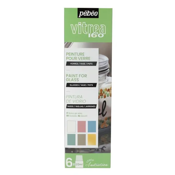 Sada vypalovacích barev na sklo VITREA (Pebeo) - 6 x20 ml Varianta III. pastelové odstíny
