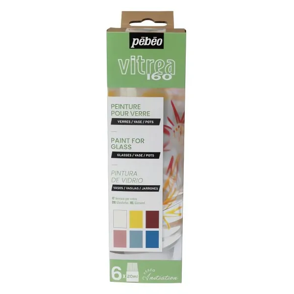 Sada vypalovacích barev na sklo VITREA (Pebeo) - 6 x20 ml Varianta I.