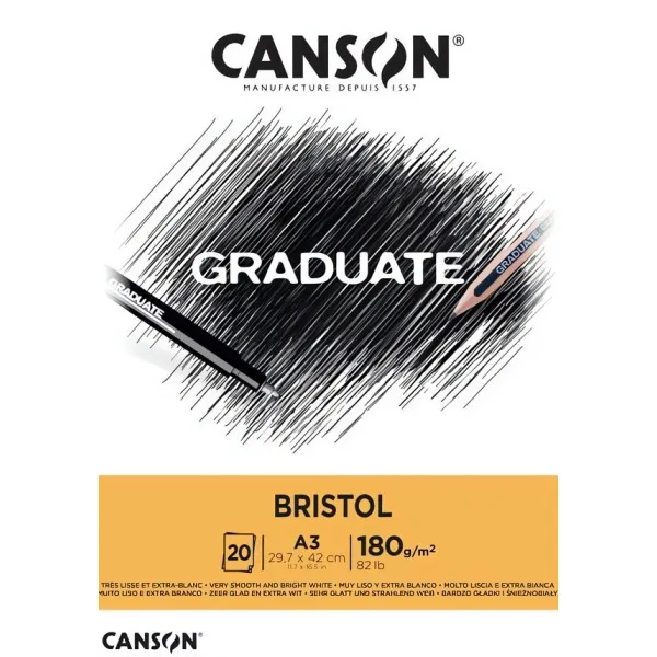 Umělecký skicovací blok Canson Bristol - A3 (20 listů 180g)
