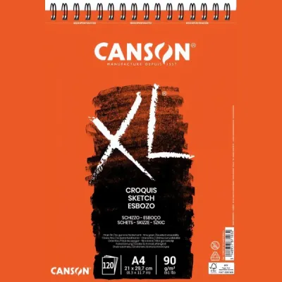 Umělecký skicovací blok  Canson XL -  A4 (120 listů 90g) - v kroužkové vazbě 